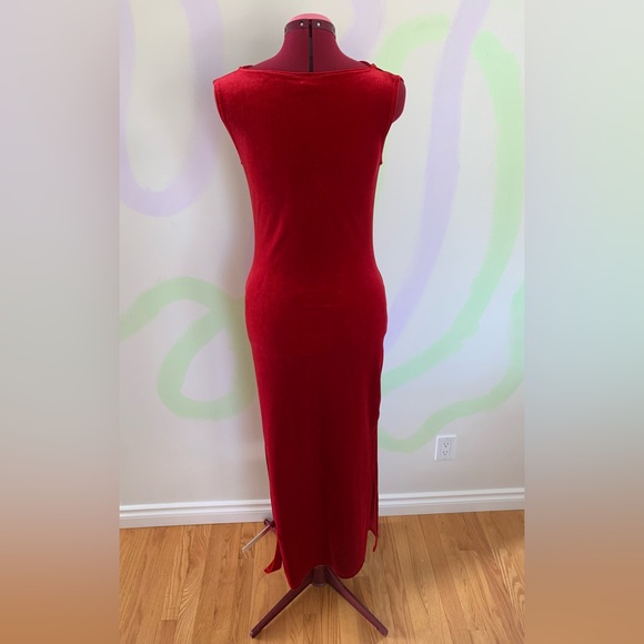 90s Velvet Red Maxi Dress - Picture 2 of 5
